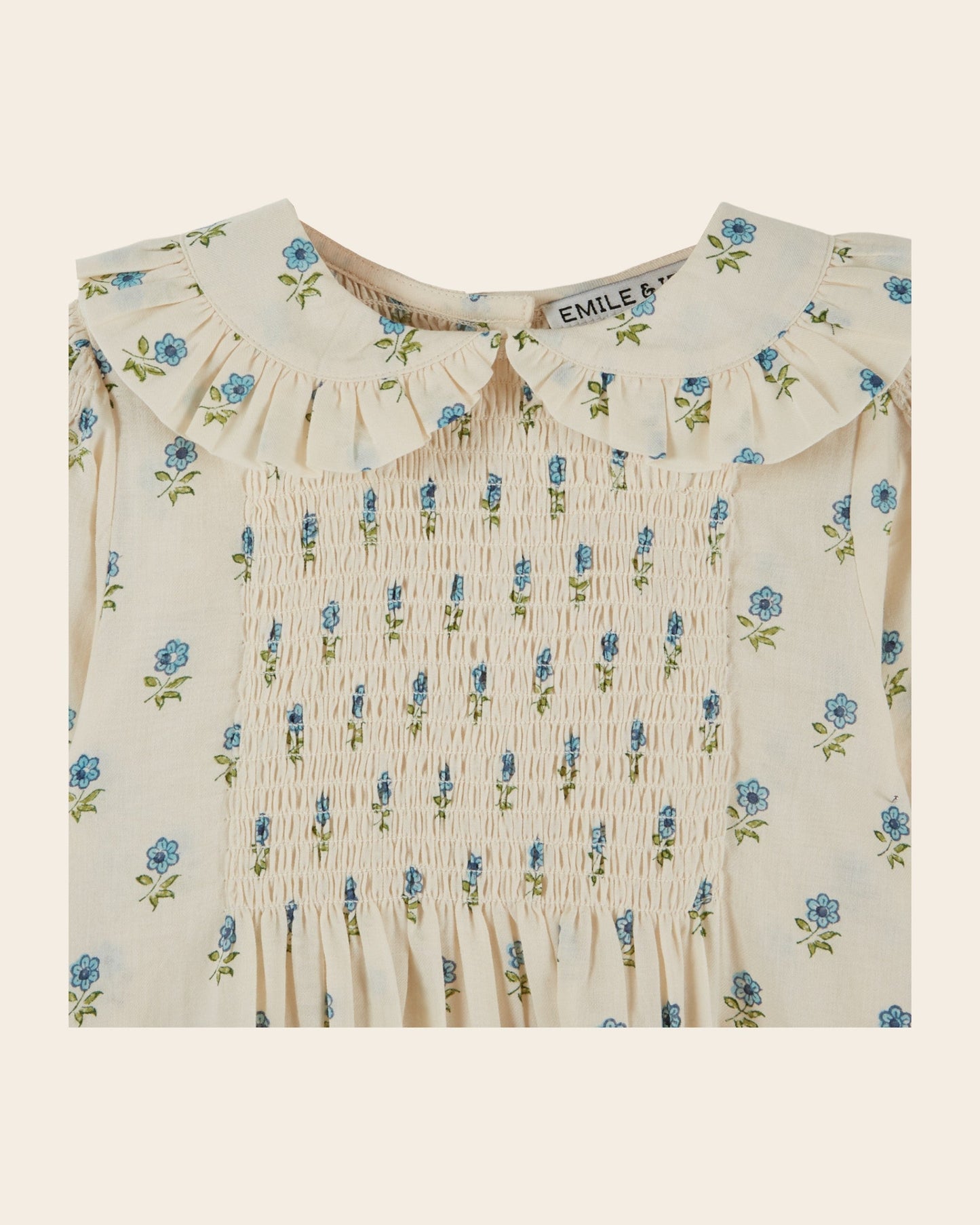 Blouse - Smocked Ecru Floral