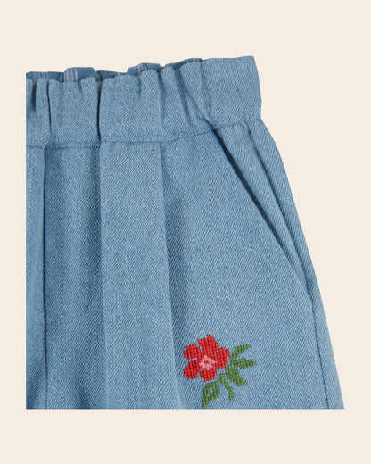 Trousers - Faded Denim Knee-Patch