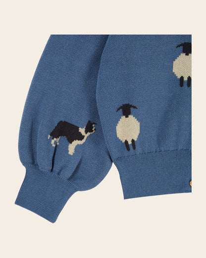 Cardigan - Blue Sheep Jacquard