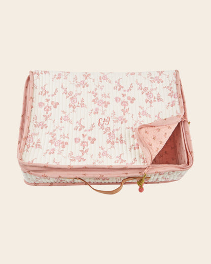 Large Suitcase - Ecru & Pink Floral