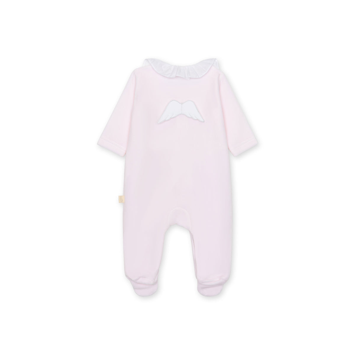 Angel Velour Ruffle Footie - Pink