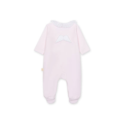 Angel Velour Ruffle Footie - Pink