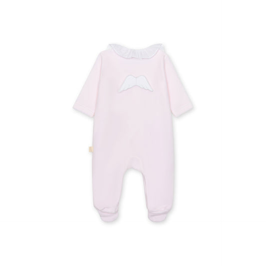 Angel Velour Ruffle Footie - Pink
