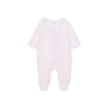 Angel Velour Ruffle Footie - Pink
