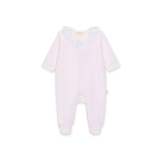Angel Velour Ruffle Footie - Pink