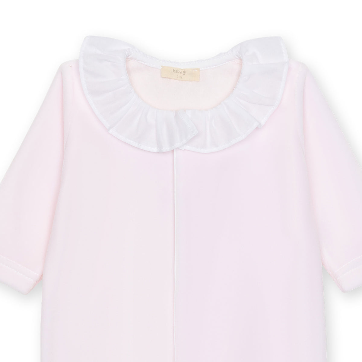 Angel Velour Ruffle Footie - Pink