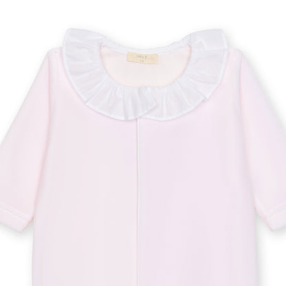 Angel Velour Ruffle Footie - Pink