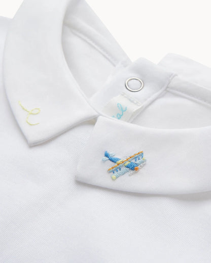 AIRPLANE - EMBROIDERED COLLAR ONESIE