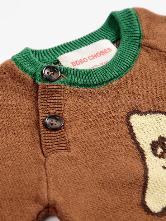 Mush Monster jacquard jumper - Dark Brown