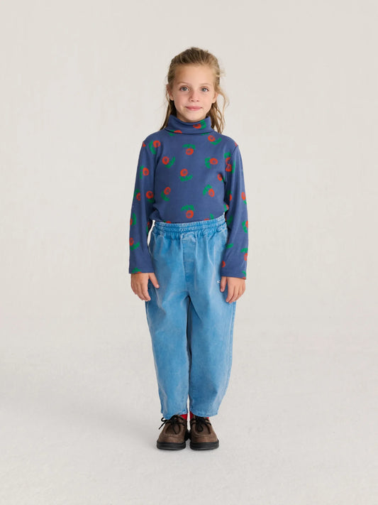 Stamp Bloom all over turtle neck T-shirt - Navy Blue