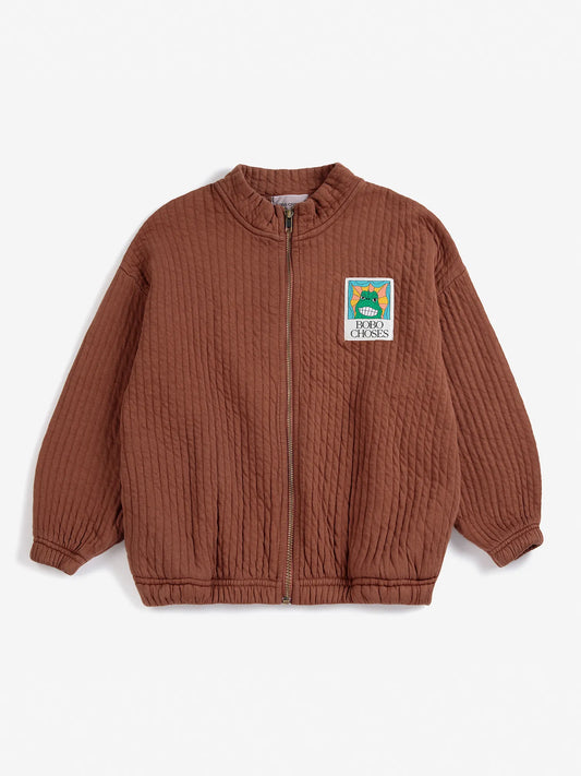 Beast Tag zipped quilted sweatshirt - Brown