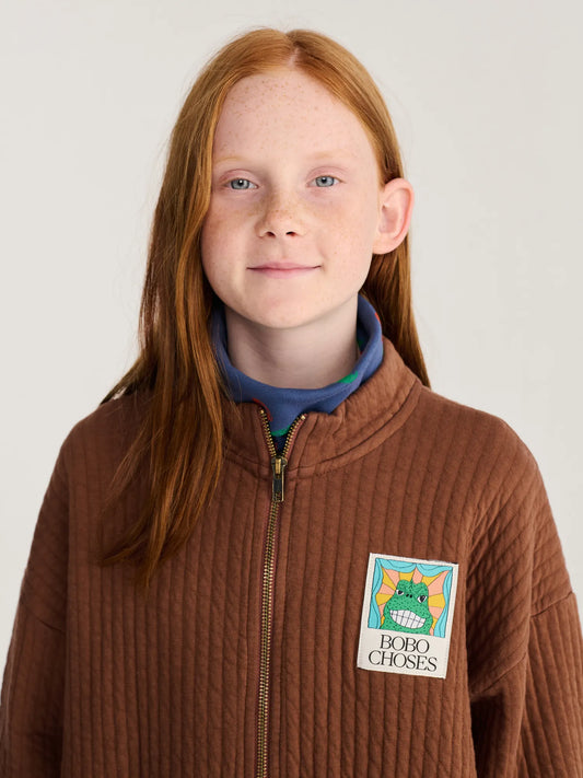 Beast Tag zipped quilted sweatshirt - Brown