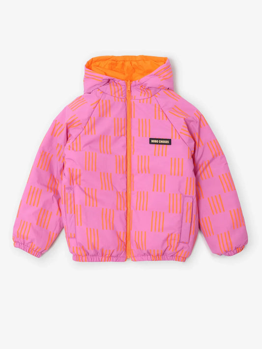 Almost Moire all over reversible anorak - Fuchsia