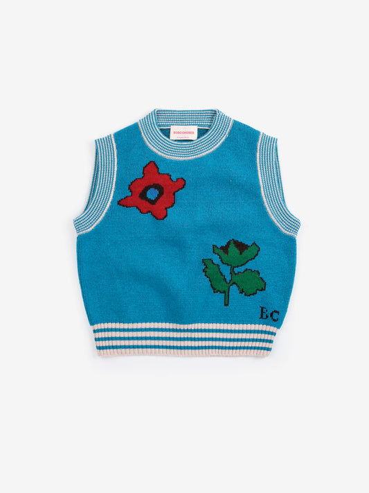Blossom knitted vest - Blue