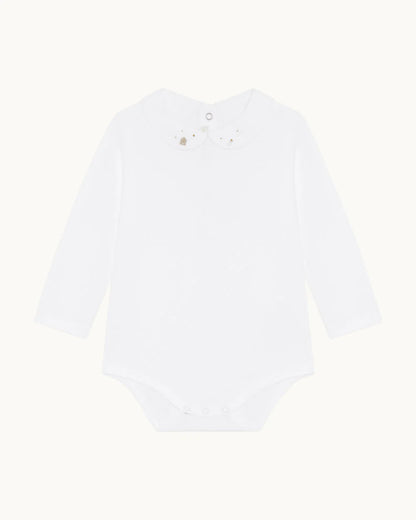 BANKS LONG GINGERBREAD EMB COLLAR ONESIE