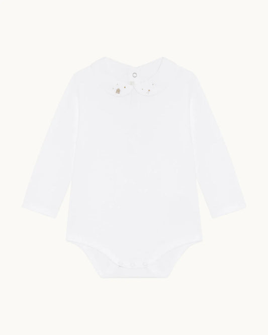 BANKS LONG GINGERBREAD EMB COLLAR ONESIE