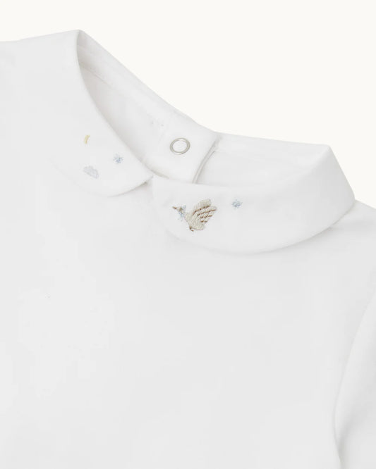BANKS LONG GOOSE EMBROIDERED COLLAR ONESIE