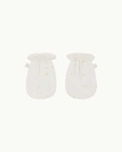 Bay Star & Crown Hat, Mittens & Bib Set - Natural