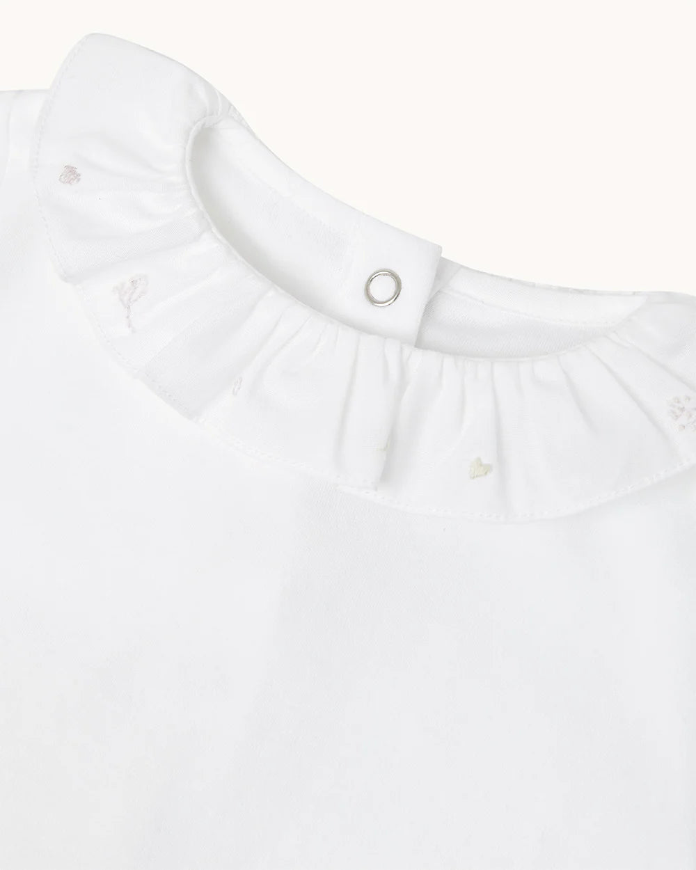 BLAIR LONG ATHENA EMB RUFF COLLAR ONESIE