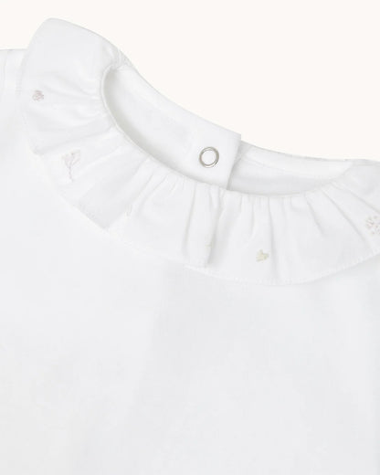 BLAIR LONG ATHENA EMB RUFF COLLAR ONESIE