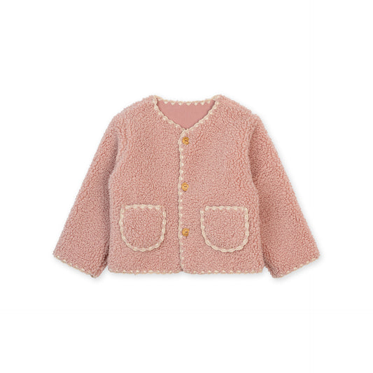 Casual Faux Fur Jacket - Dusty Rose