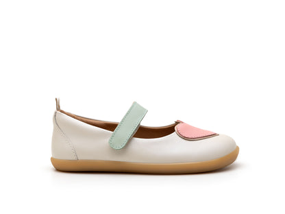 Kid Mary Janes Heart - Antique White/ Pink Lake/ Metalic Salmon