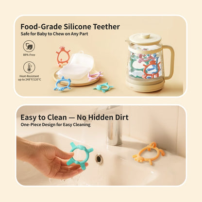 Cat Silicone Teether for sipping (Blue) 6M+