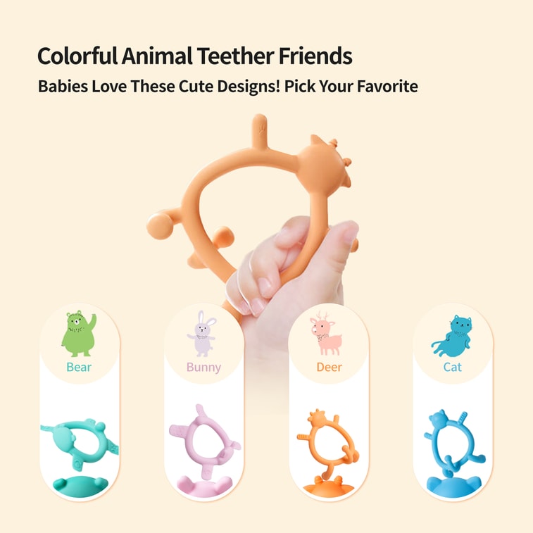 Cat Silicone Teether for sipping (Blue) 6M+