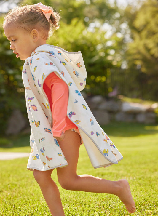 Children's Organic Swim Poncho - Madame Butterfly