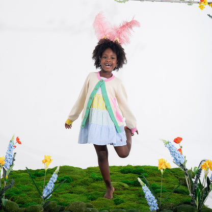 Multi Gingham Woven Girls Tiered Dress