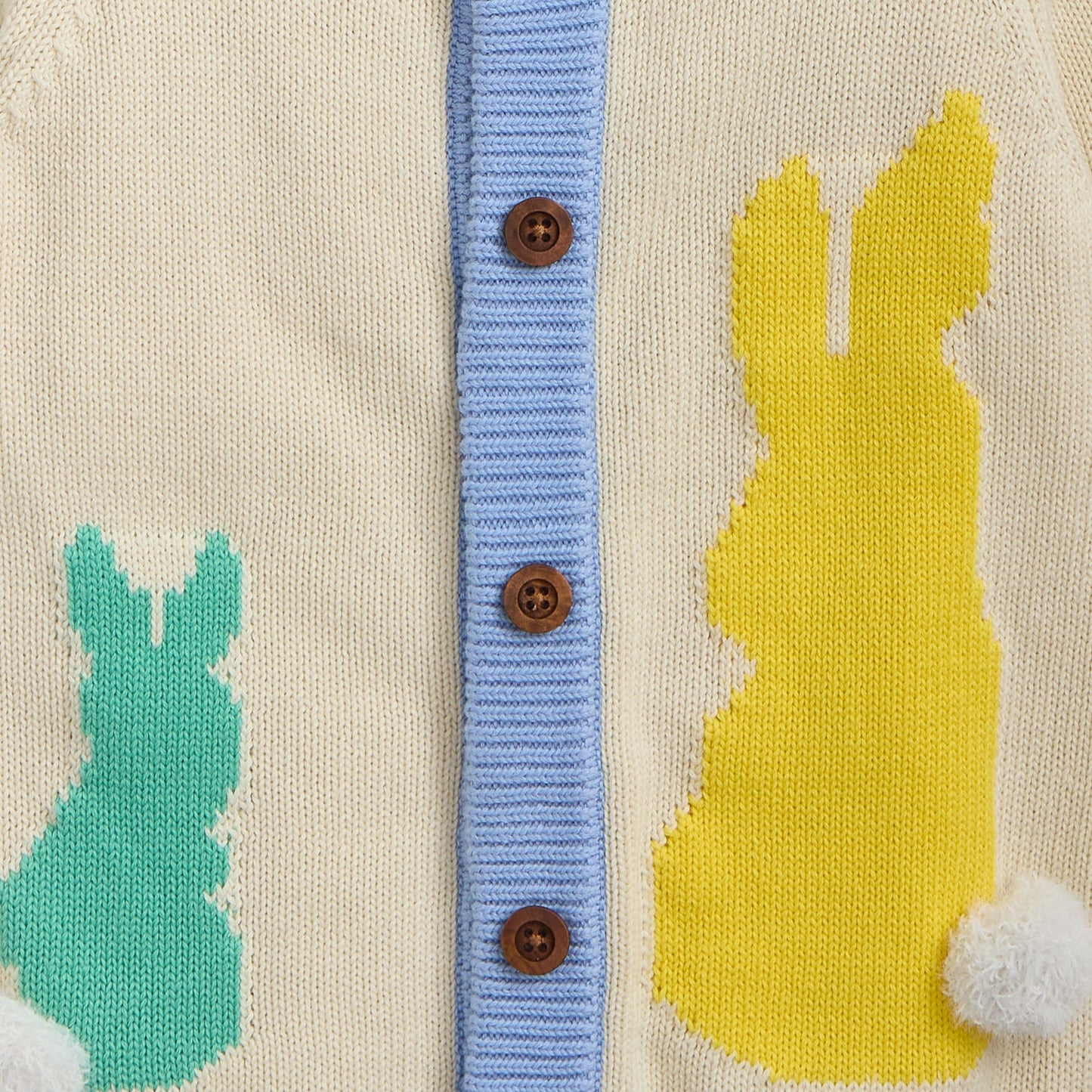 Magnetic Cardigan Cotton w Bunny, Yellow Neck
