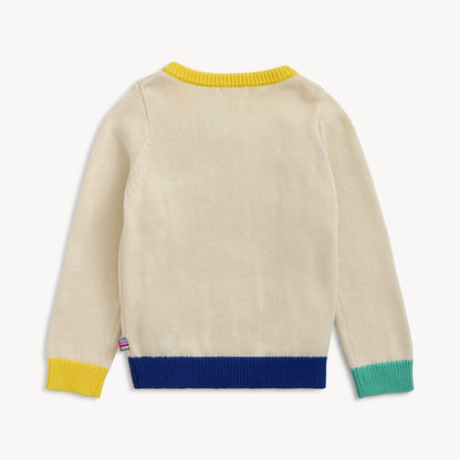 Magnetic Cardigan Cotton w Bunny, Yellow Neck
