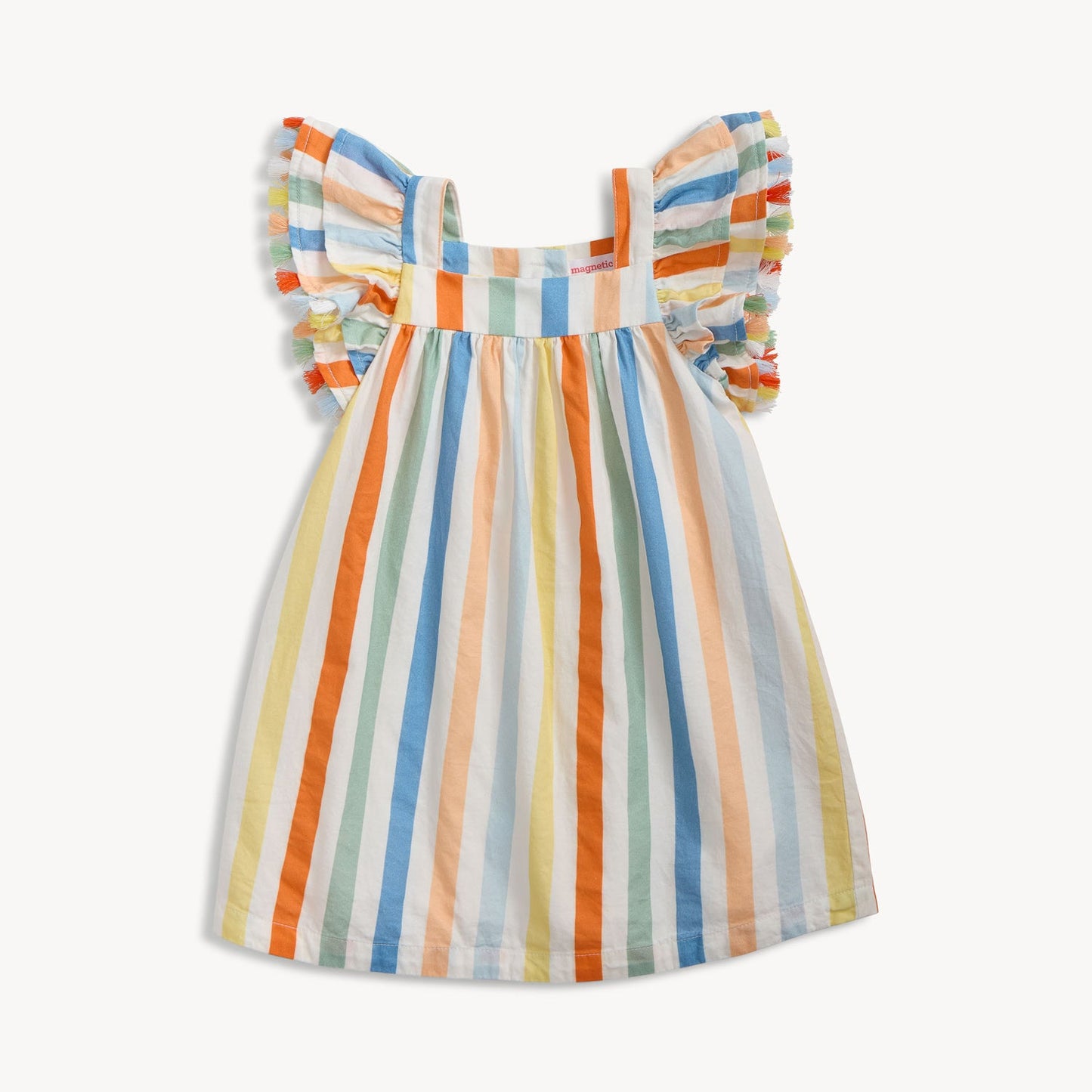 Multi Stripe Woven Flutter Slv Girls Dress
