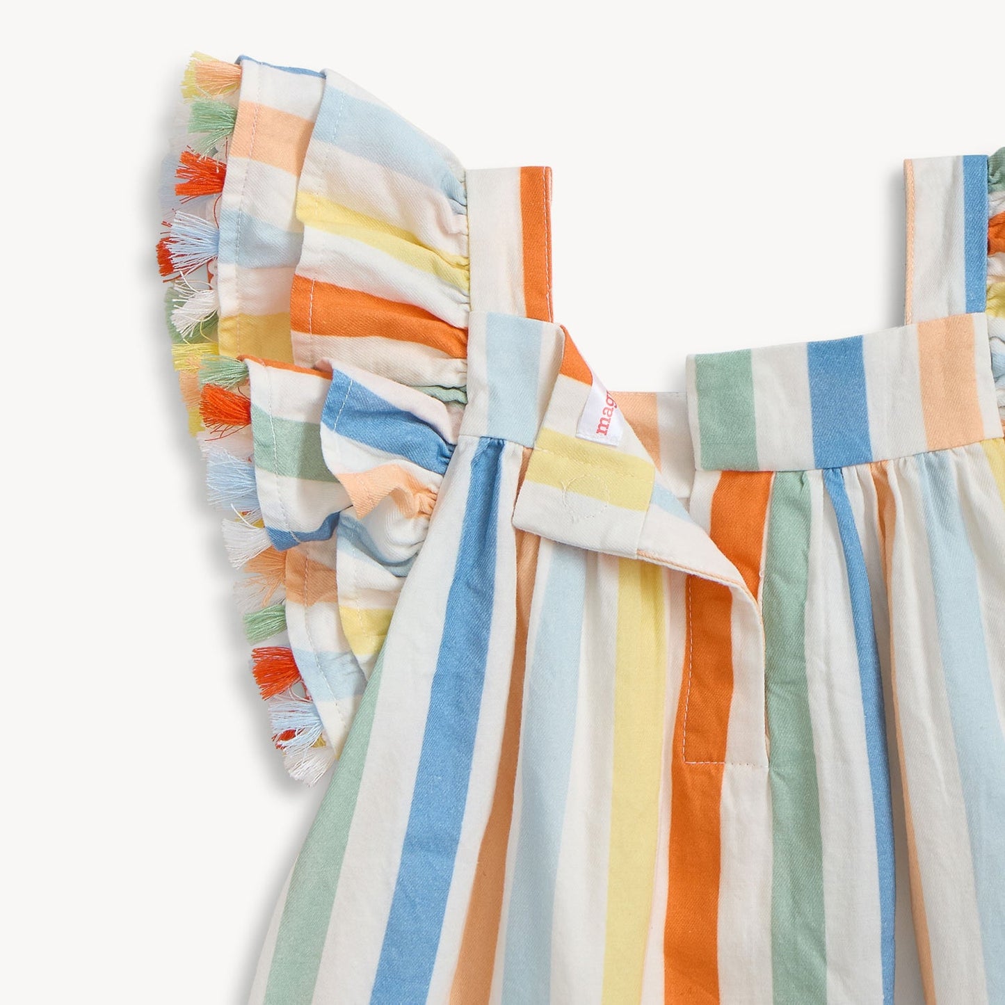 Multi Stripe Woven Flutter Slv Girls Dress