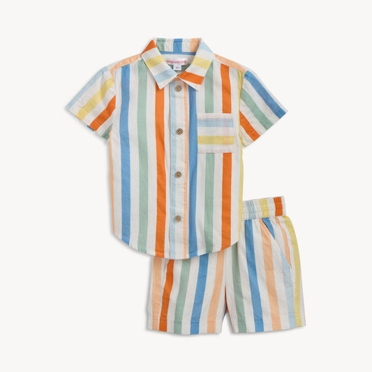 Multi Stripe Woven Top & Short Set