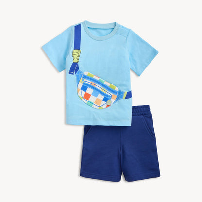 Peek-A-Pocket T-Shirt & Shorts Set - Check Bag