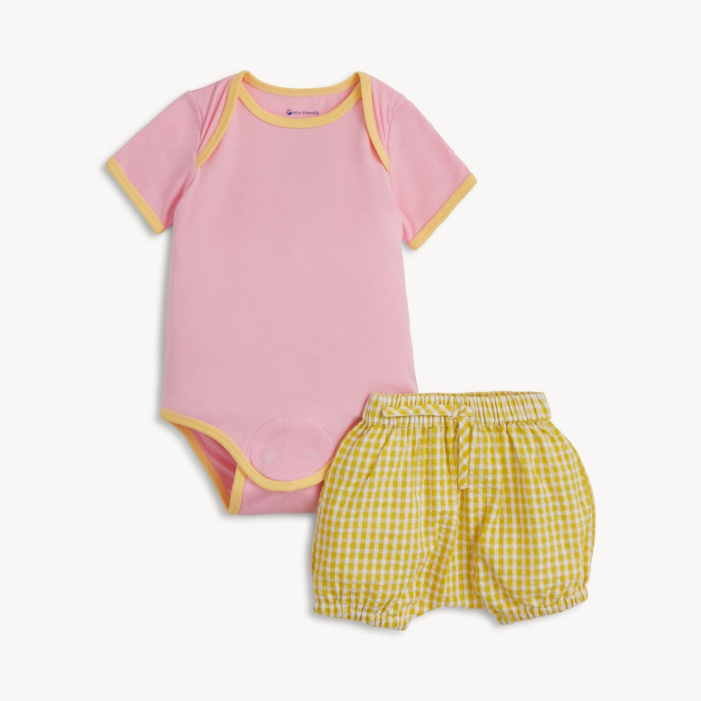 Colorblock Shell Pink Bodysuit & Blommer Set