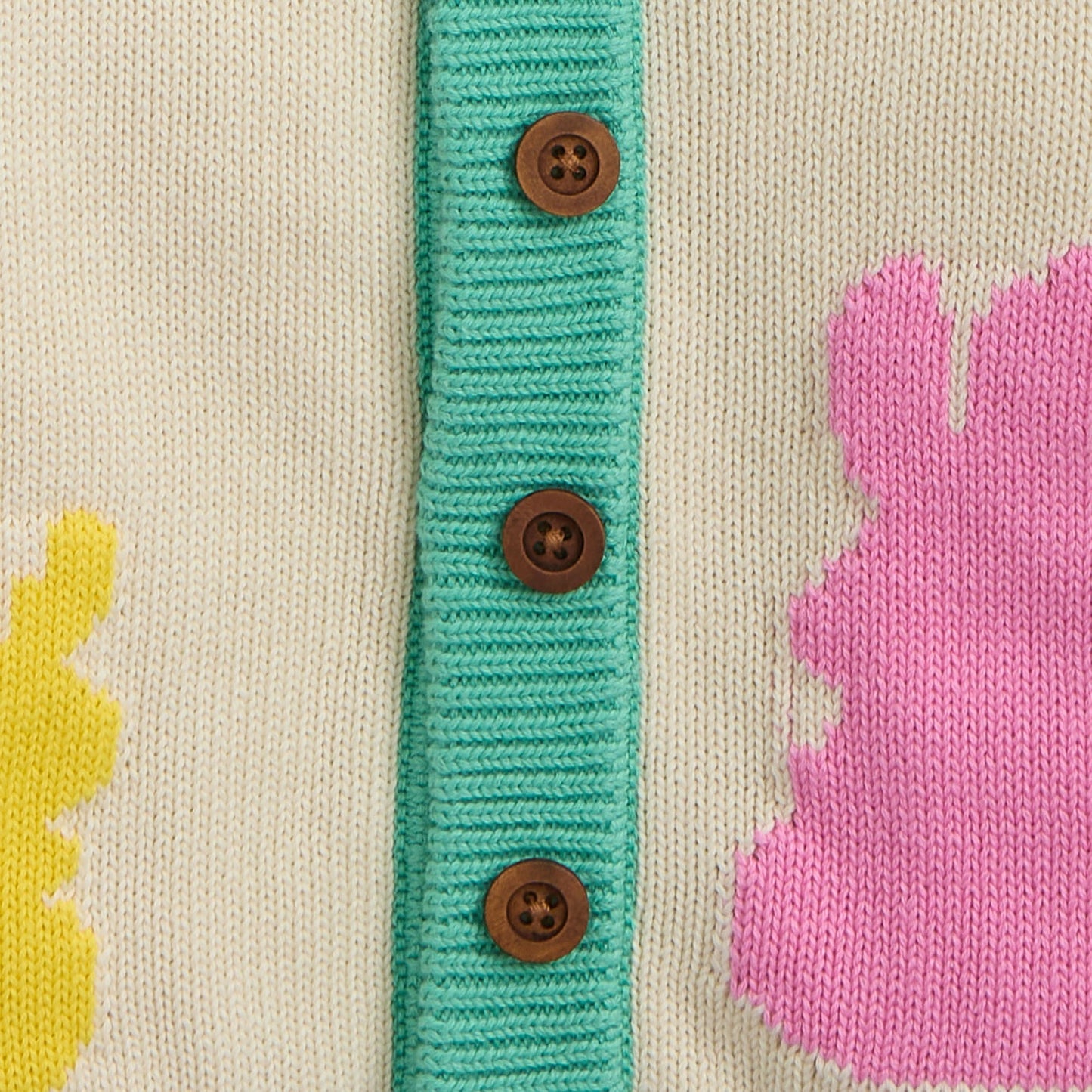 Magnetic Cardigan Cotton w Bunny, Pink Neck