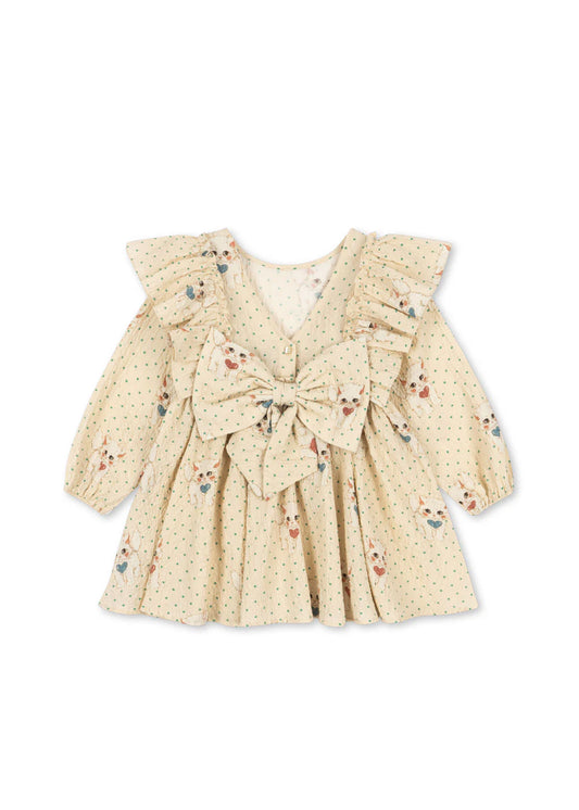Elin Bow Dress - Dot Miao Mist
