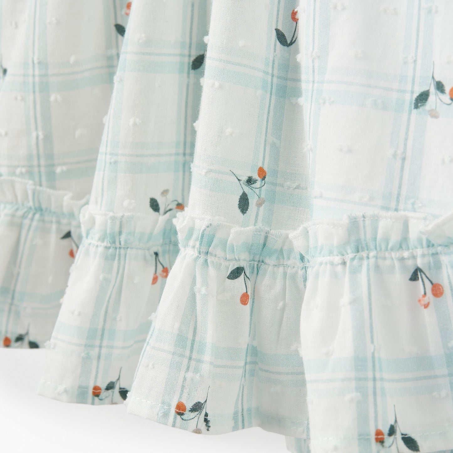 Strawberry Picnic Swiss Dot Dress & Bloomers - AQUA