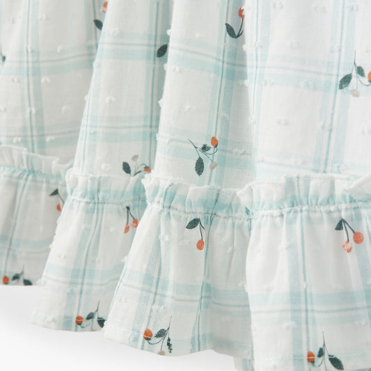 Strawberry Picnic Swiss Dot Dress & Bloomers - AQUA