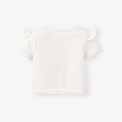 Strawberry Picnic Cardigan Hand-Embroidered - WHITE