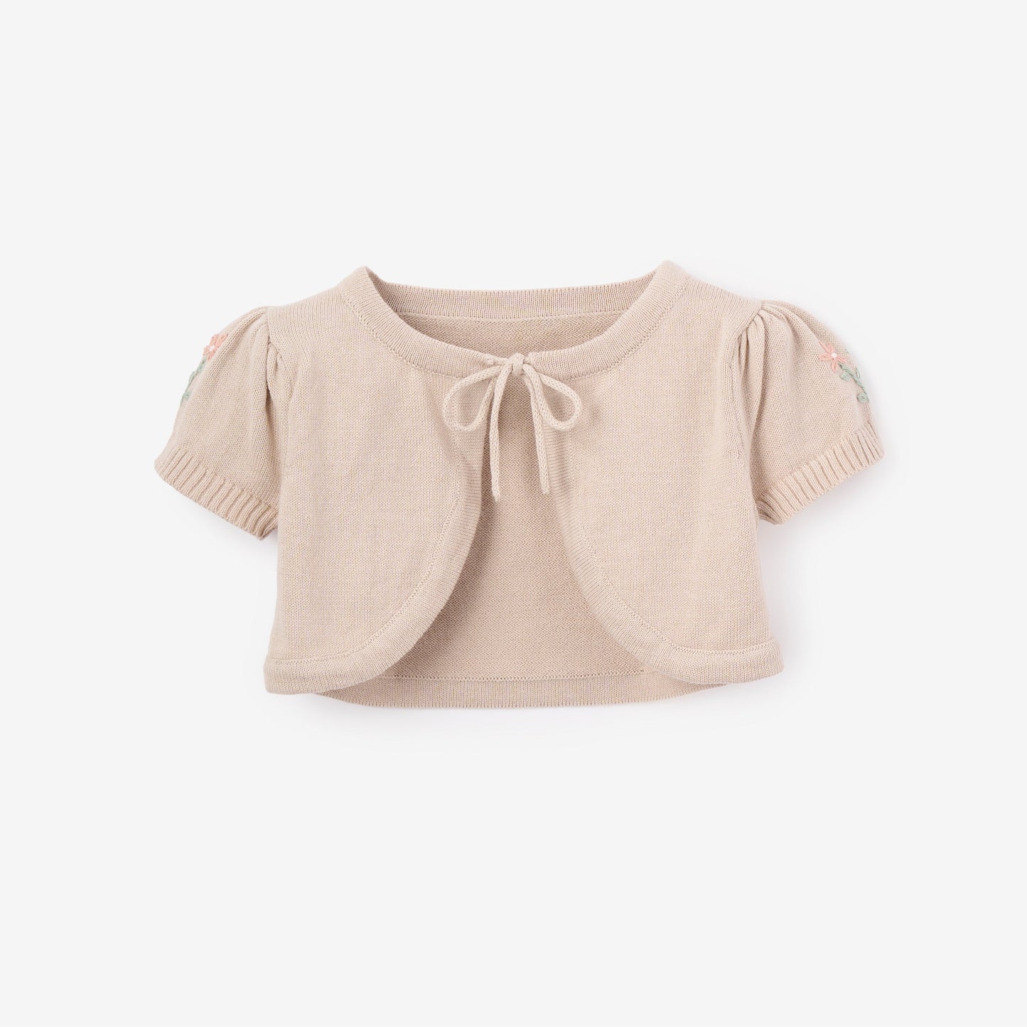 Bolero Cardigan w/ Emb Sleeve - TAUPE