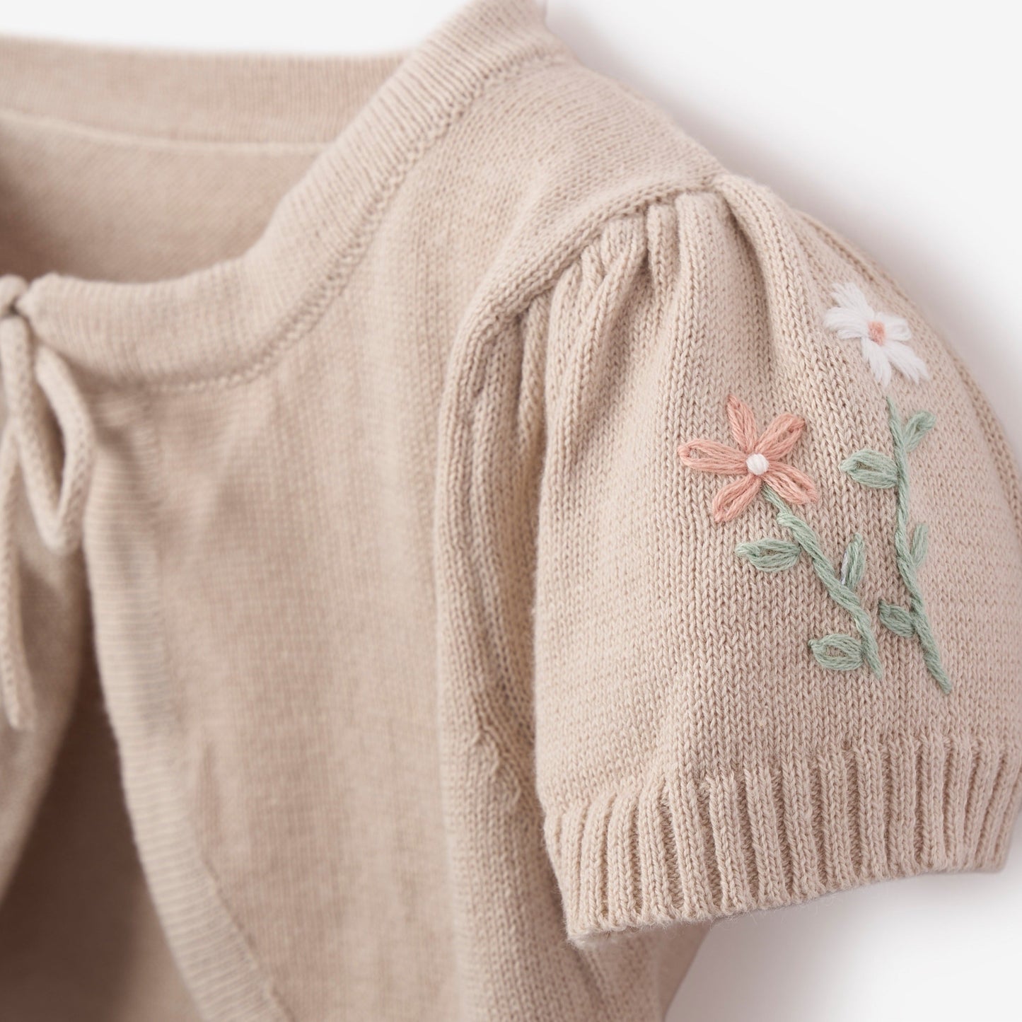Bolero Cardigan w/ Emb Sleeve - TAUPE