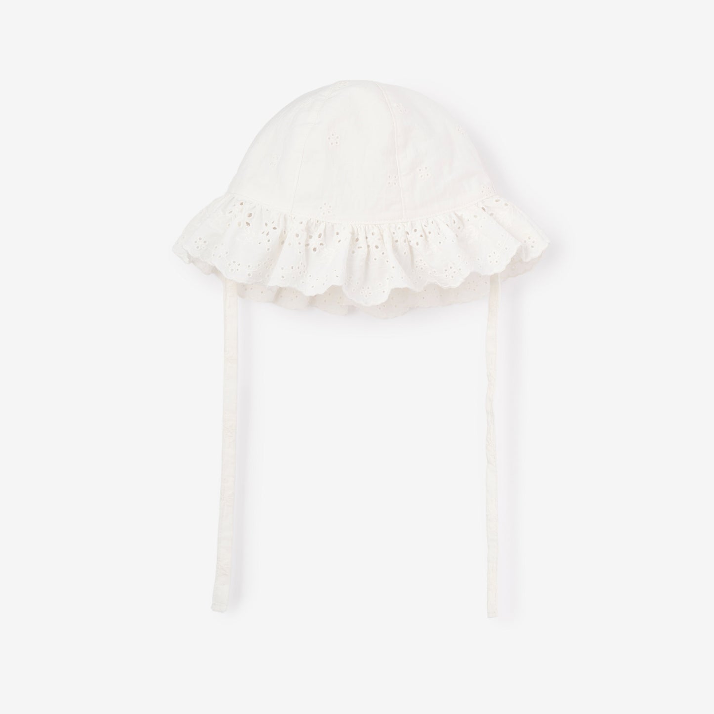 Eyelet Lace Ruffle Hat - WHITE