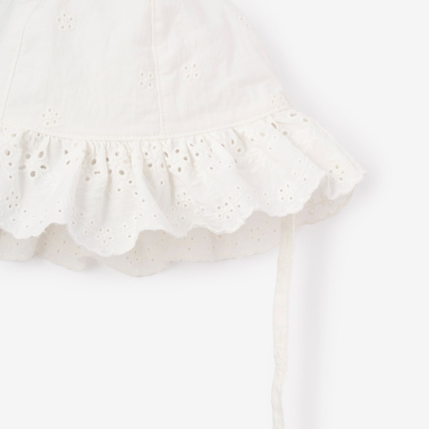 Eyelet Lace Ruffle Hat - WHITE