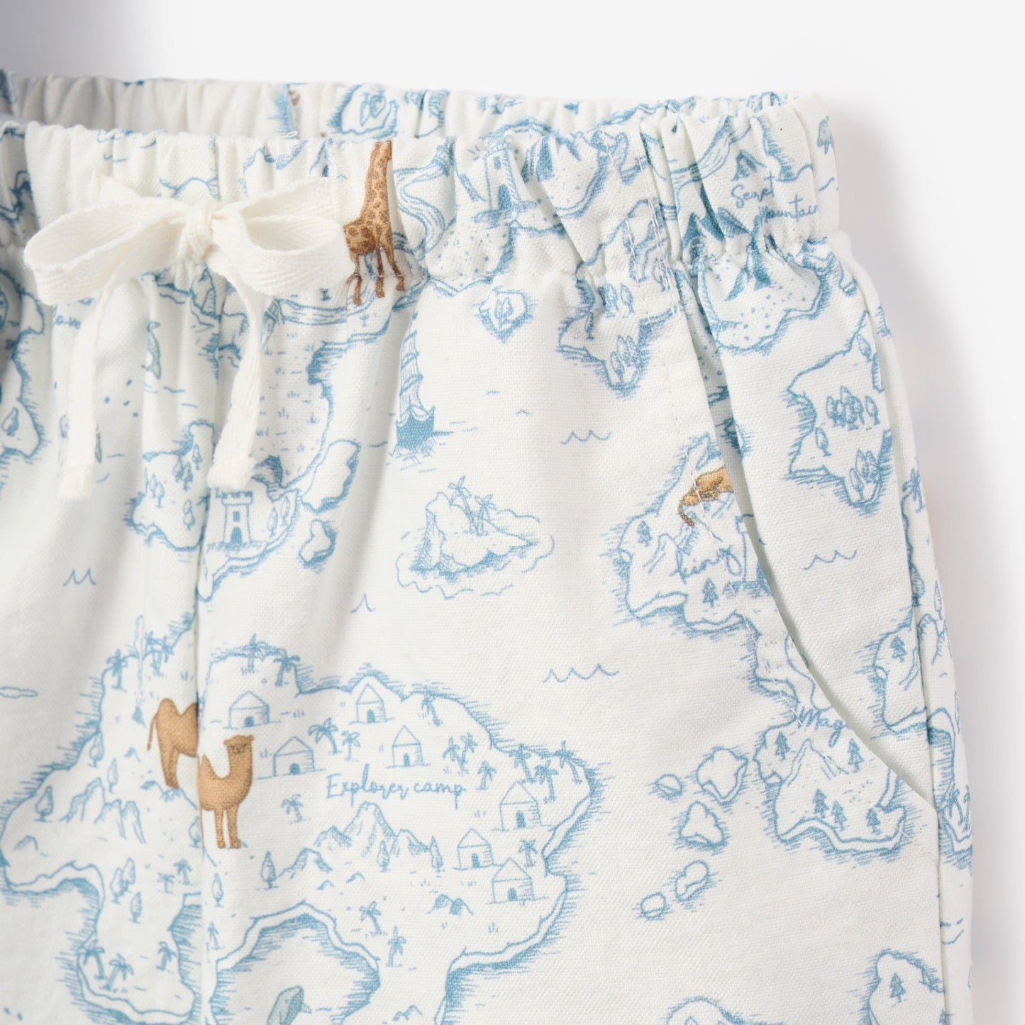 Nautical Knit Polo w/ Map Print Shorts - BLUE