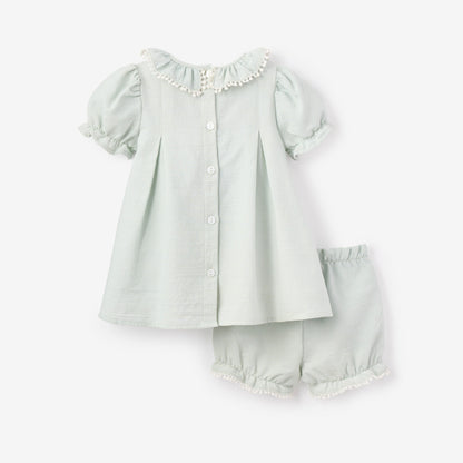 Pale Blue Embroidered Bunny Easter Dress - AQUA