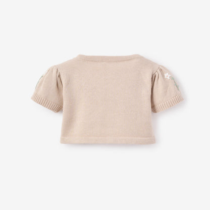 Bolero Cardigan w/ Emb Sleeve - TAUPE