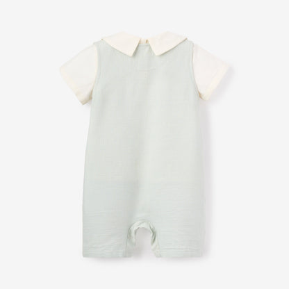 Pale Blue Embroidered Bunny Easter Jon Jon - AQUA